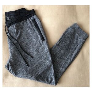 On The Byas Grey Marl Knit Joggers w/Nylon details